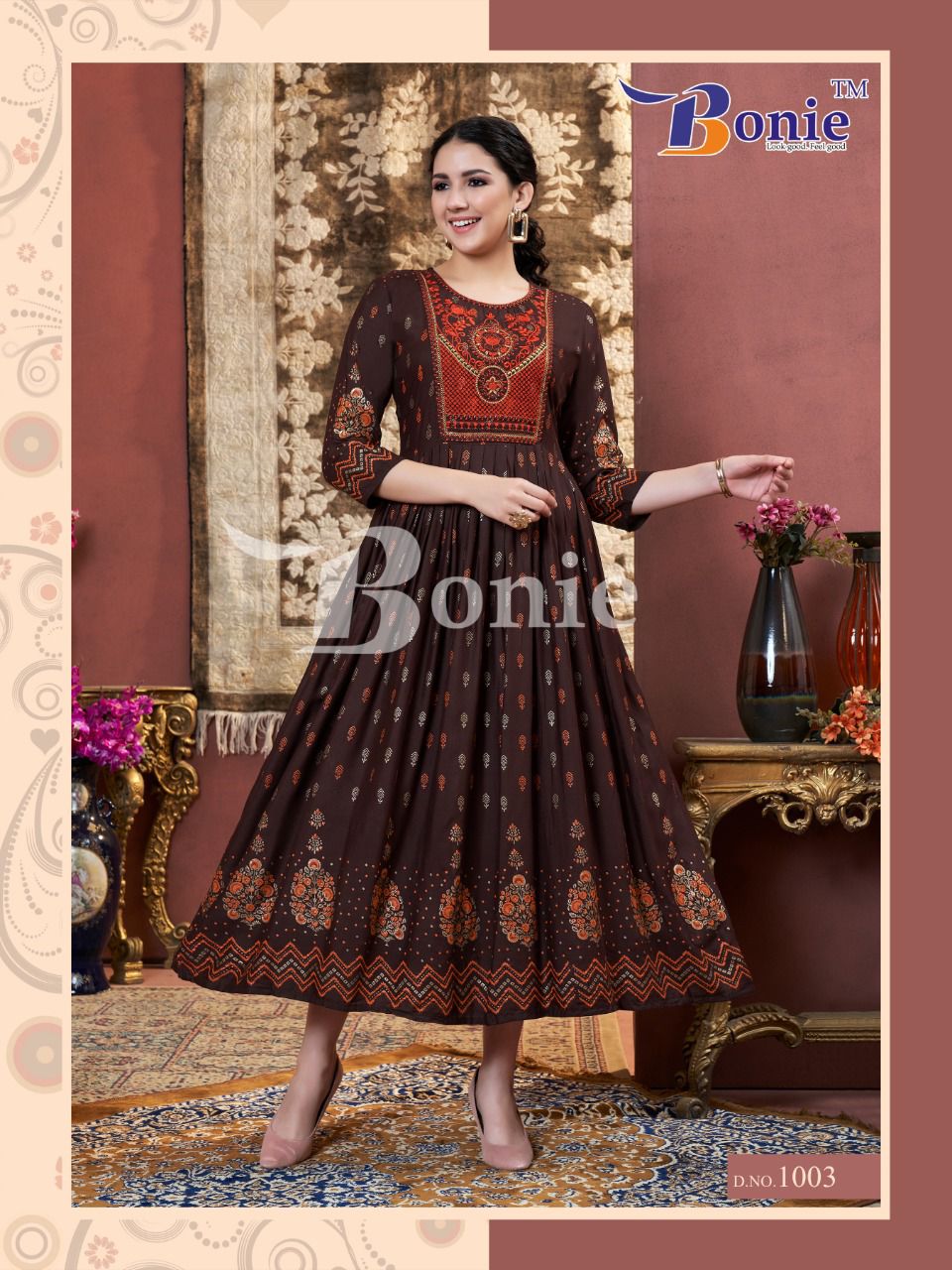 Bonie Lalila Rayon Printed Fancy Festival Wear Anarkali Long Kurti Collection